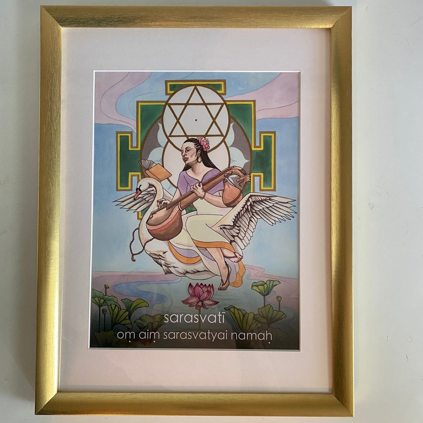 Sarasvatī | Mantra Oracle Art Print