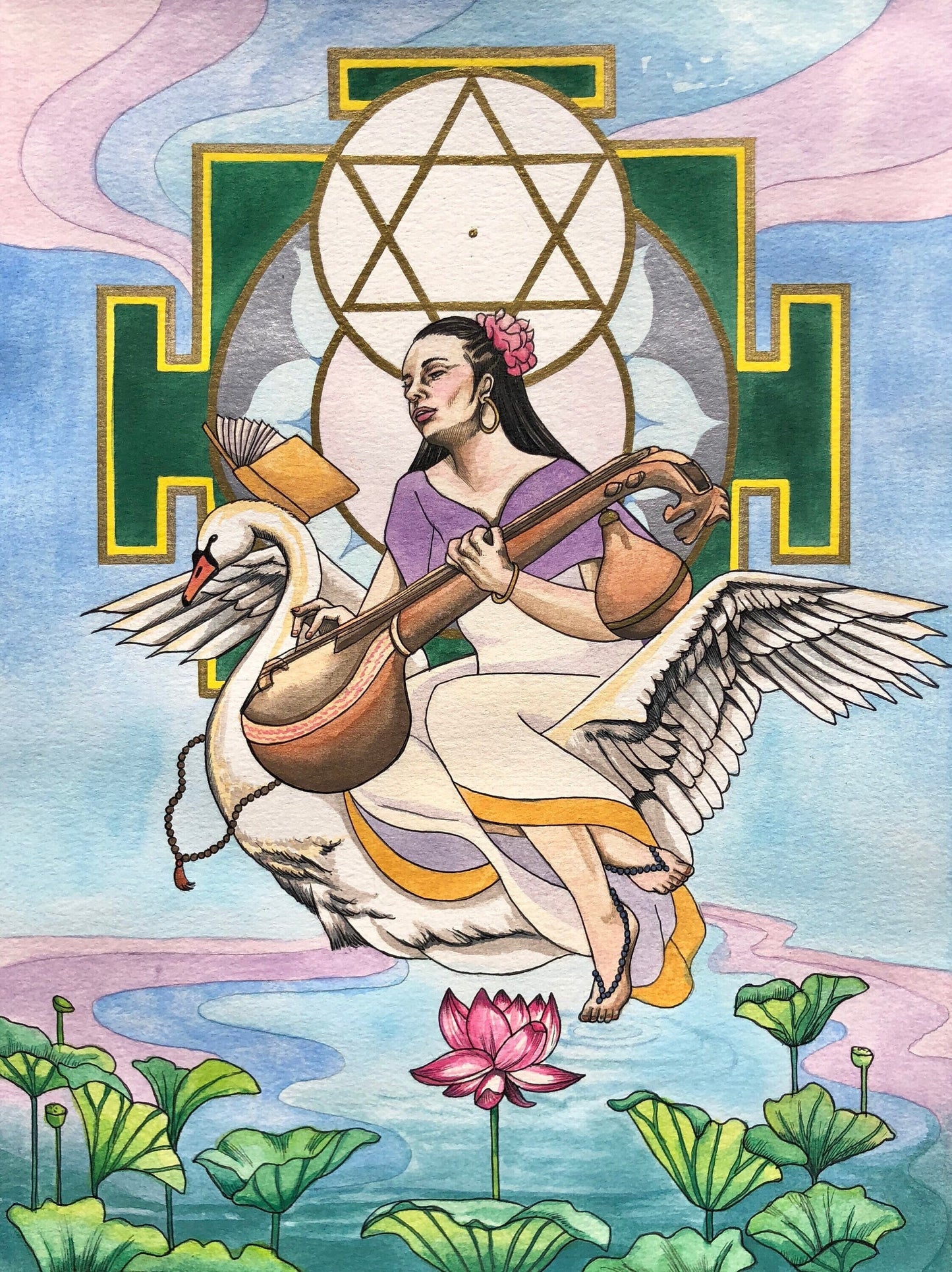 Sarasvatī | Mantra Oracle Art Print