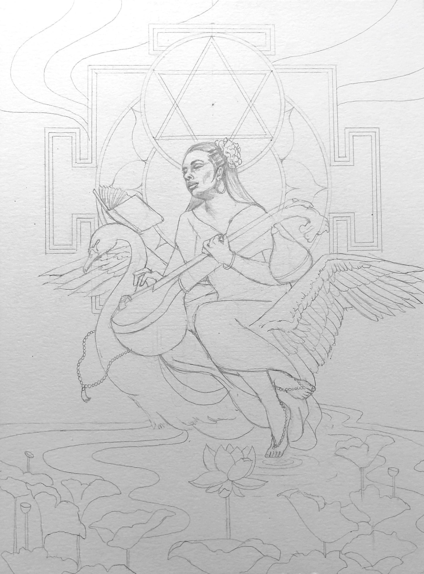 Sarasvatī | Mantra Oracle Art Print