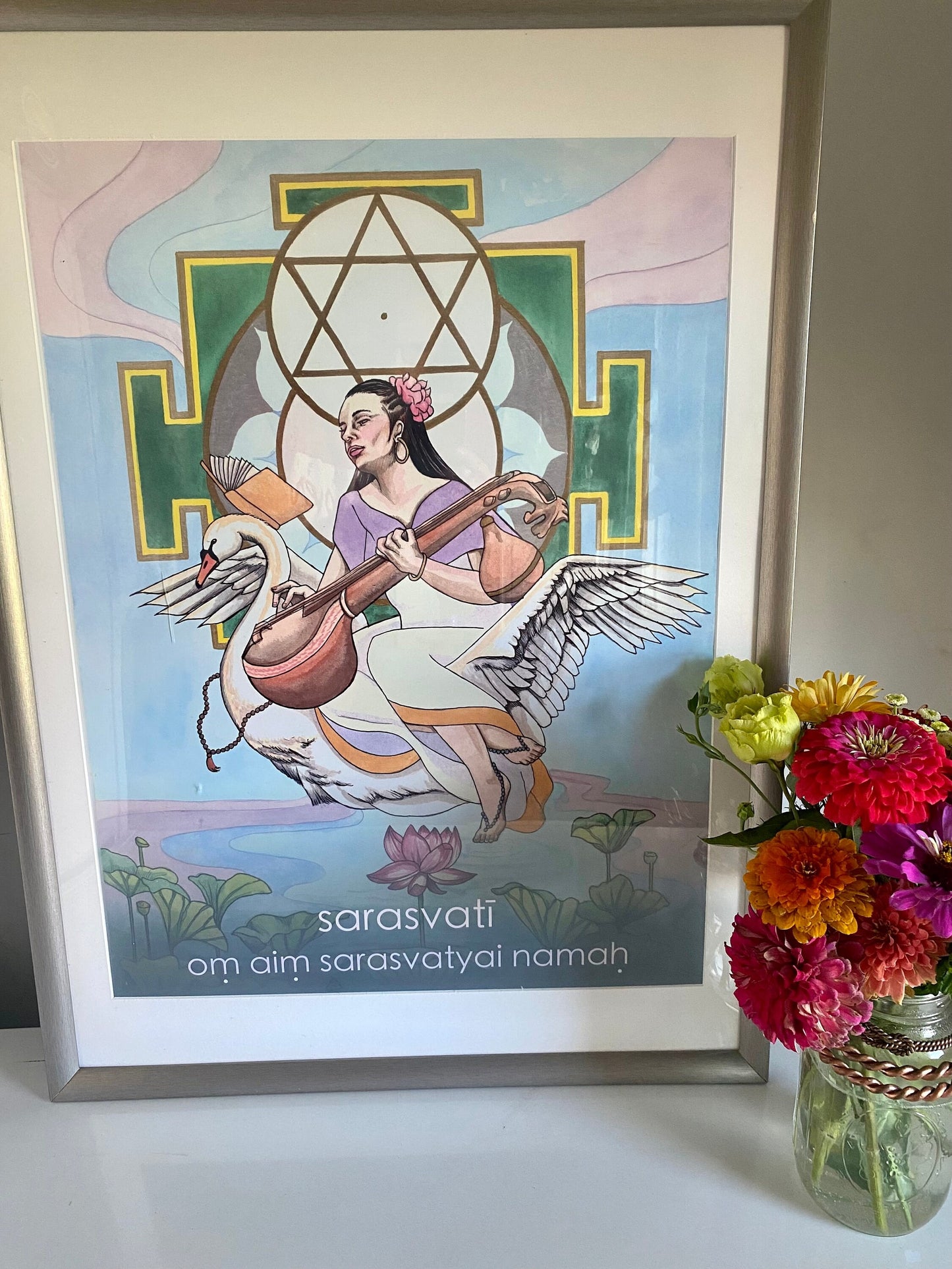 Sarasvatī | Mantra Oracle Art Print