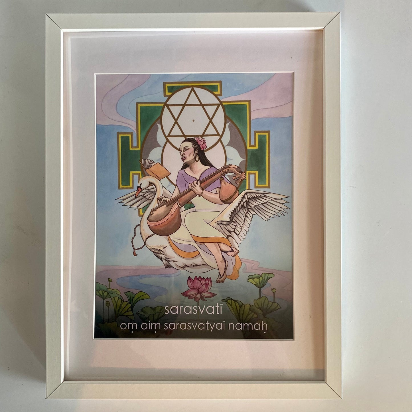 Sarasvatī | Mantra Oracle Art Print