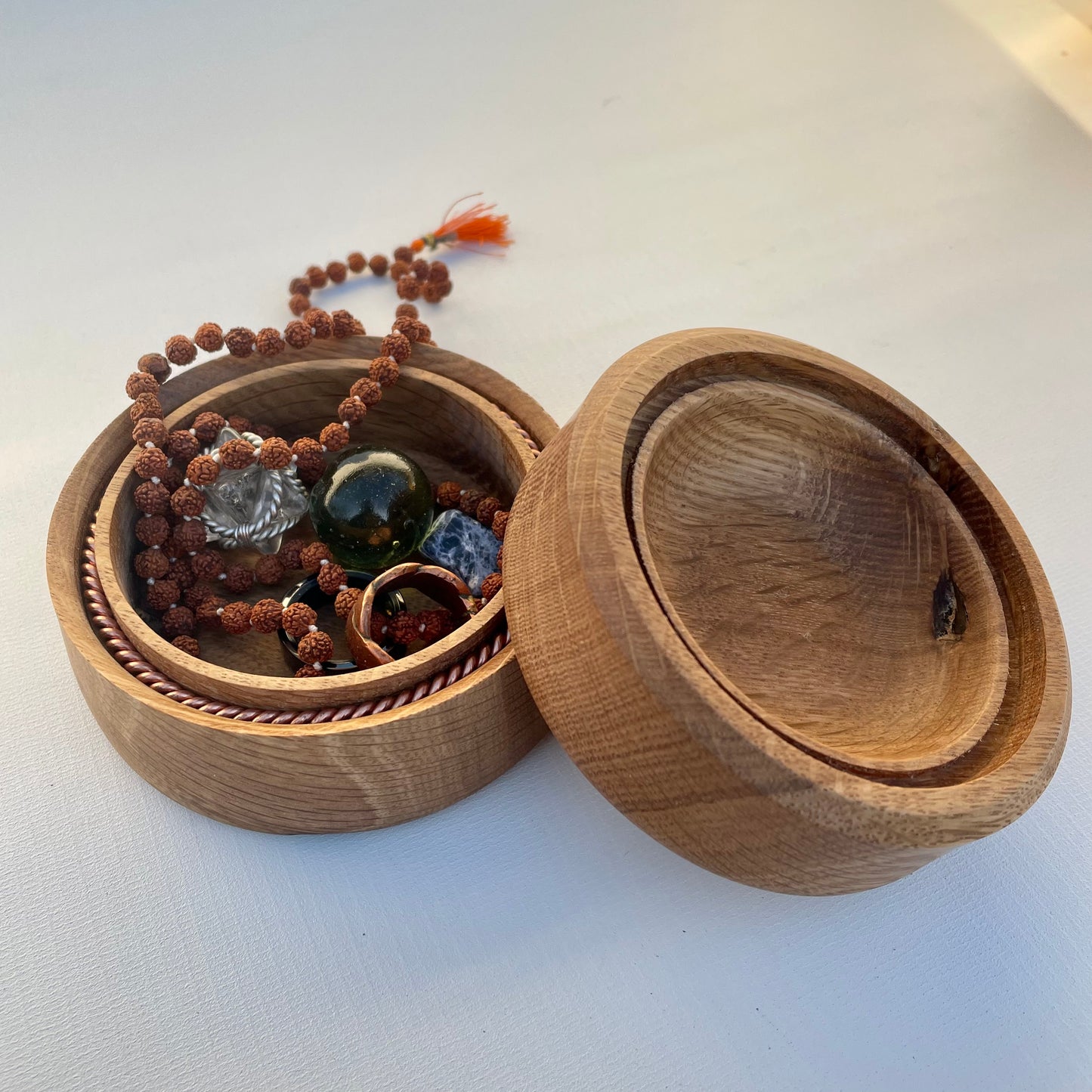 Handmade White Oak Box with Hidden Tensor Ring