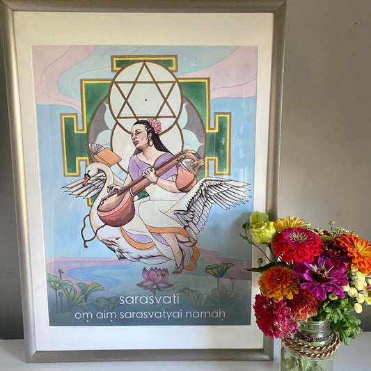 Sarasvatī | Mantra Oracle Art Print